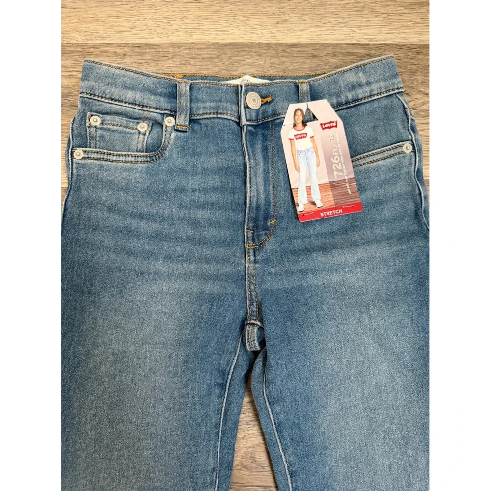 NWT Levi's 726 High Rise Flare Jeans Girls Size 10 Light Wash Stretch Denim